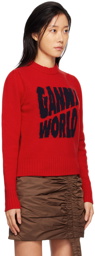 GANNI Red Graphic Sweater