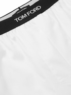 TOM FORD - Grosgrain-Trimmed Cotton Boxer Shorts - White