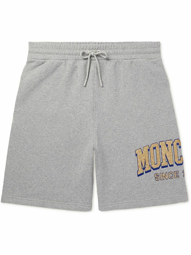Photo: Moncler - Straight-Leg Logo-Print Cotton-Jersey Drawstring Shorts - Gray
