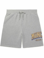 Moncler - Straight-Leg Logo-Print Cotton-Jersey Drawstring Shorts - Gray