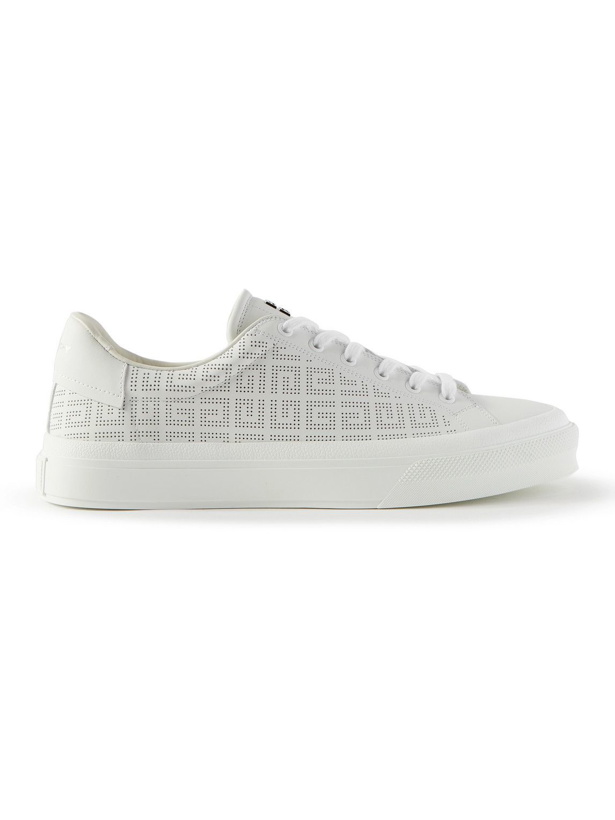 Photo: Givenchy - Perforated Leather Sneakers - White