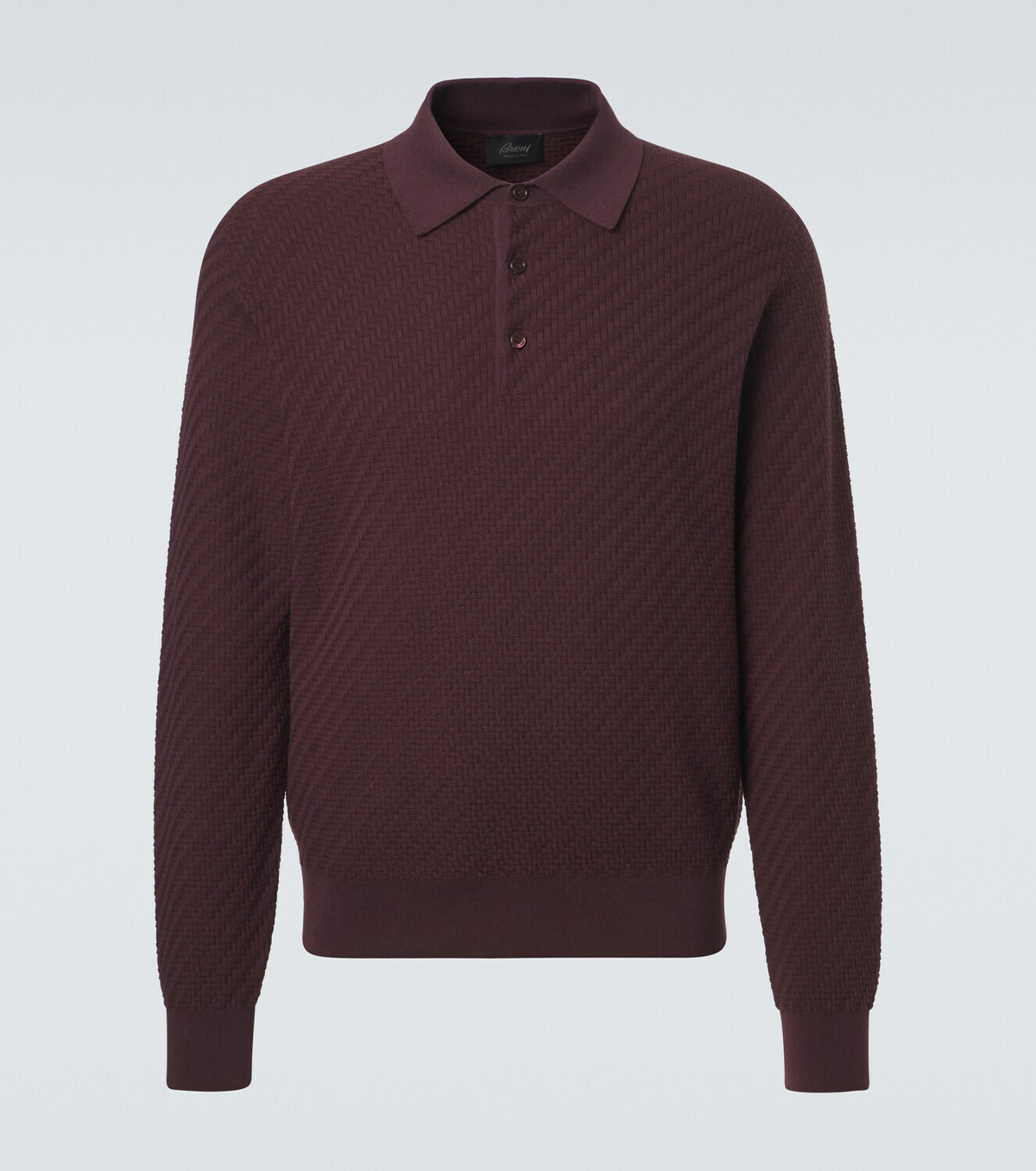 Brioni Cotton, silk and cashmere polo sweater