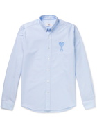 AMI PARIS - Button-Down Collar Logo-Embroidered Cotton Oxford Shirt - Blue - EU 39