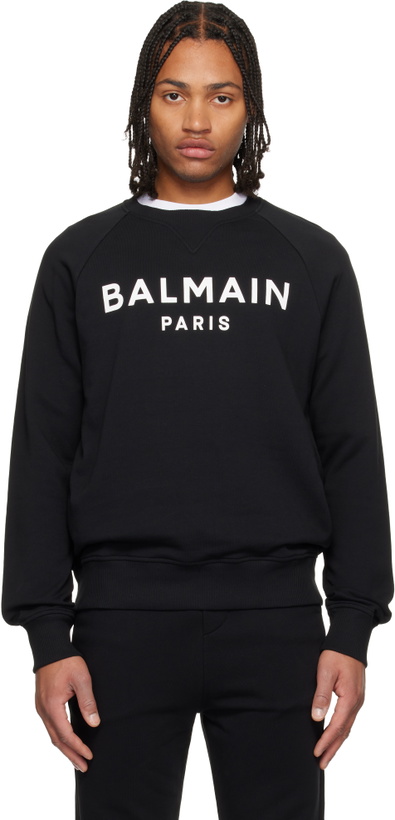 Photo: Balmain Black 'Balmain Paris' Printed Sweatshirt