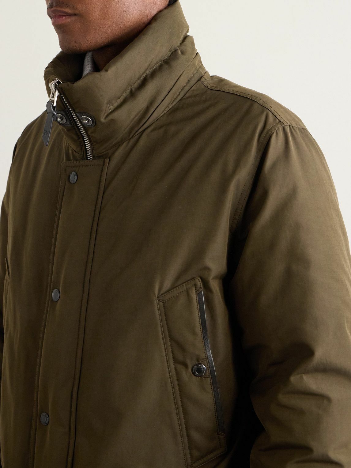 TOM FORD - Leather-Trimmed Padded Tech-Shell Hooded Down Parka