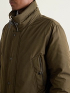 TOM FORD - Leather-Trimmed Padded Tech-Shell Hooded Down Parka - Green