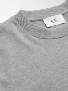 AMI PARIS - Logo-Embroidered Cotton-Jersey T-Shirt - Gray