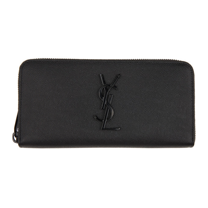 Photo: Saint Laurent Black Monogramme Zip Around Wallet