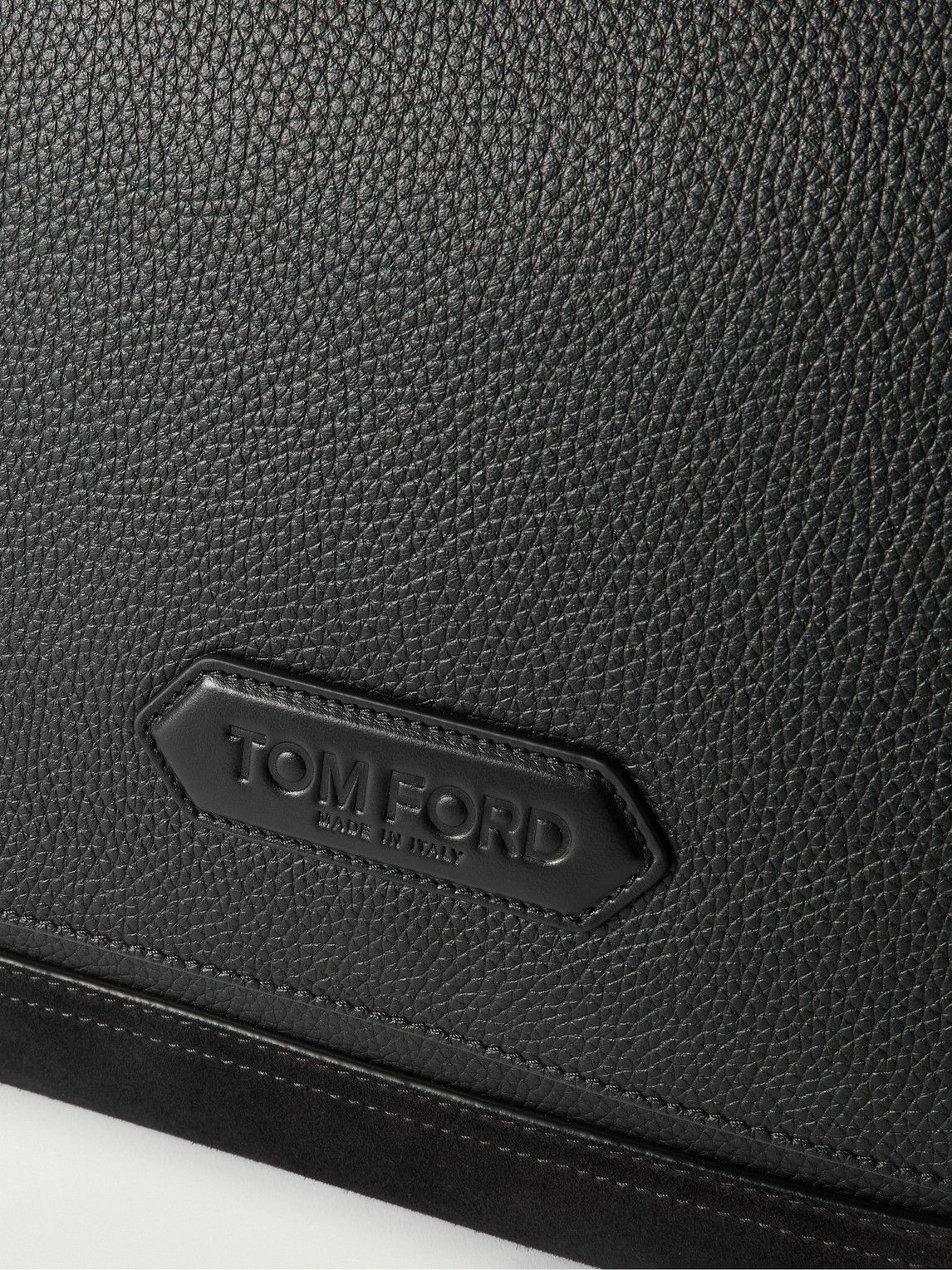 TOM FORD - Suede-Trimmed Full-Grain Leather Messenger Bag
