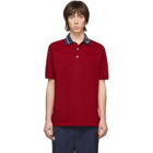 Gucci Red Embroidered Collar Polo