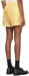 Fendi Yellow & White Silk FF Vertigo Shorts