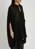 Lisa Marie Fernandez Hooded Linen-blend Beach Poncho Black