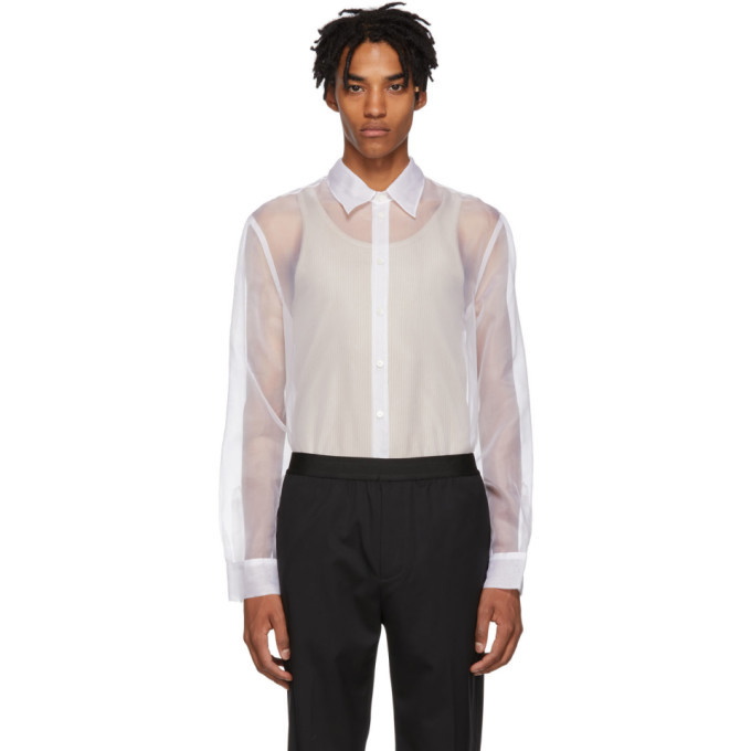 Photo: Helmut Lang White Sheer Logo Shirt