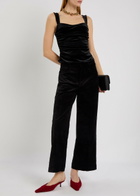 Reformation Trish Ruched Velour top Black