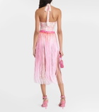 Roberta Einer Ombré leather-trimmed tassel midi skirt