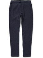 Hamilton And Hare - Travel Embroidered Waffle-Knit Cotton-Blend Trousers - Blue