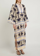 Johanna Ortiz Savannah Patterned Linen Maxi Tunic Dress Beige