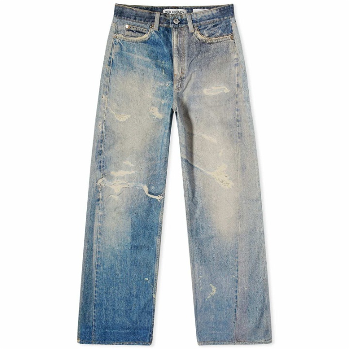 Photo: Our Legacy Women's Wide Leg Distressed Jeans in Blue