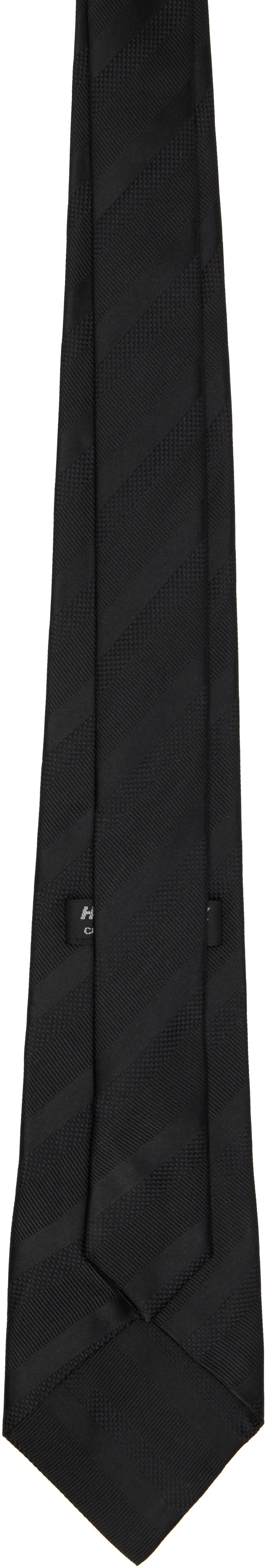Comme des Garçons Homme Deux Black Thin Diagonal Stripe Silk Tie