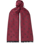 ALEXANDER MCQUEEN - Fringed Wool and Silk-Blend Jacquard Scarf - Red