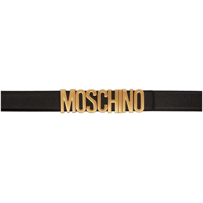 Photo: Moschino Black Leather Logo Belt