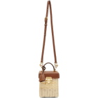 Mark Cross Tan and Off-White Rattan Mini Grace Cube Top Handle Bag