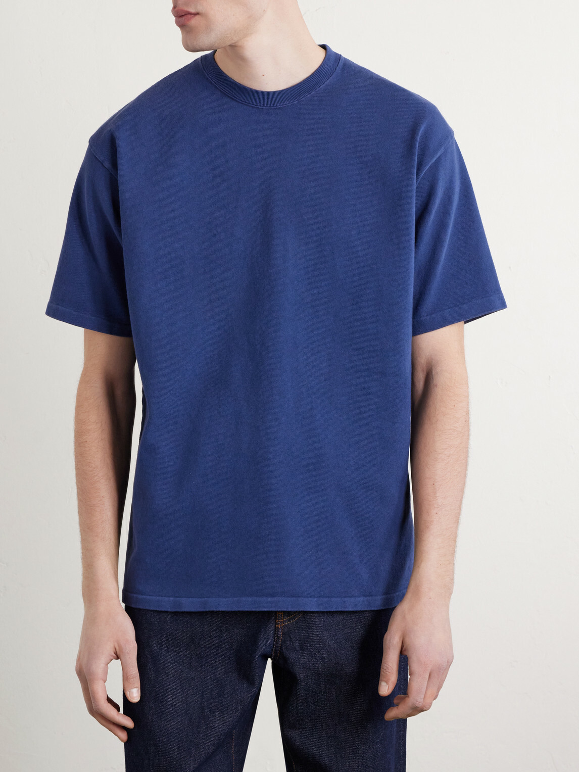 A.PRESSE - Vintage Cotton-Jersey T-Shirt - Blue