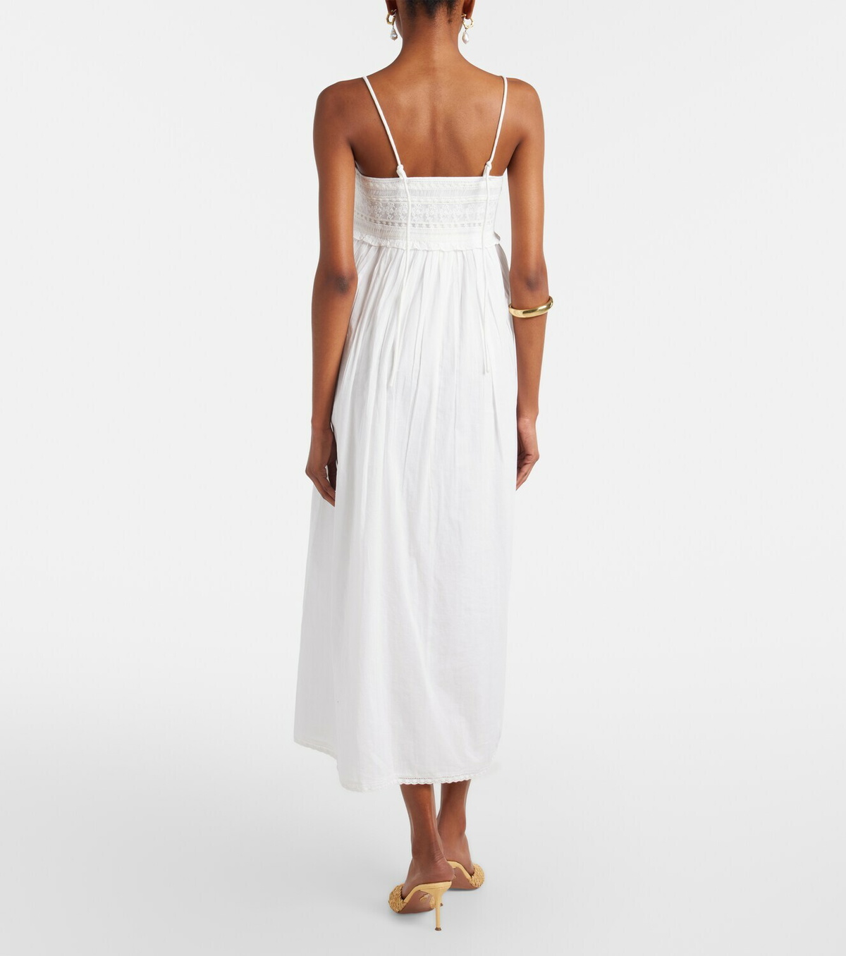 Posse Danielle lace-trimmed cotton midi dress