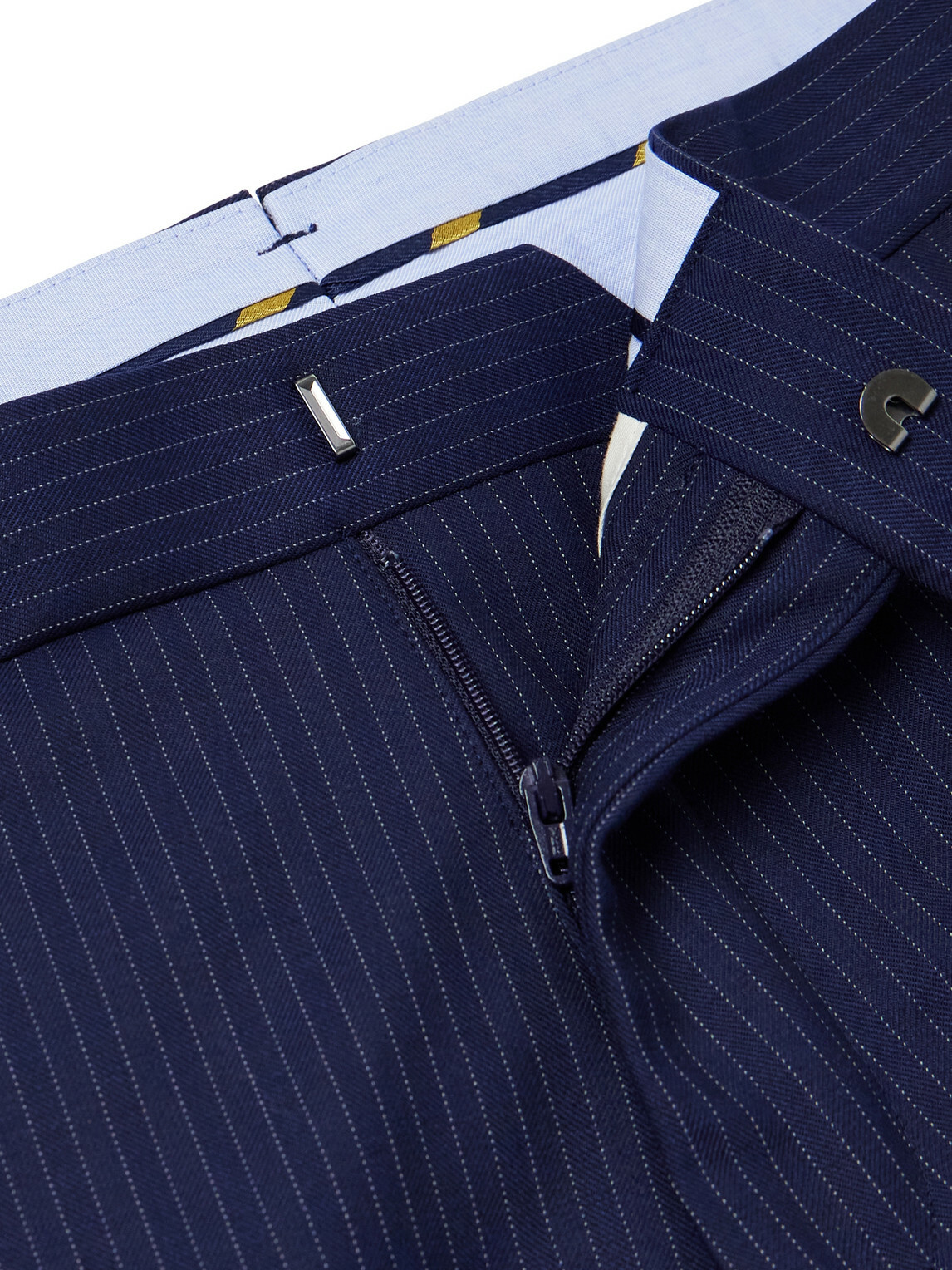 Polo Ralph Lauren - Straight-Leg Pinstriped Wool-Blend Suit Trousers - Blue