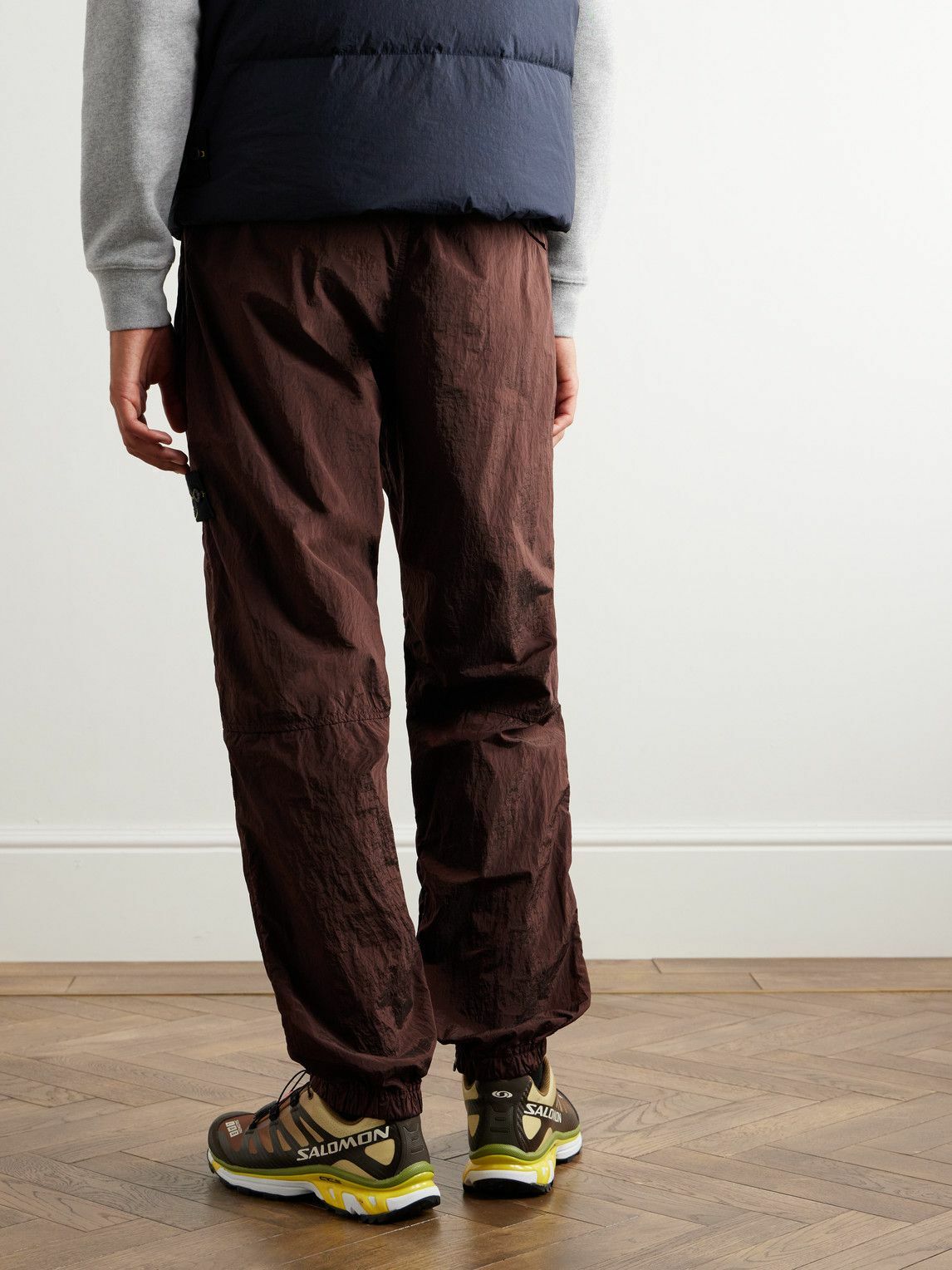 Stone Island - Straight-Leg Zip-Detailed Metallic Nylon Trousers