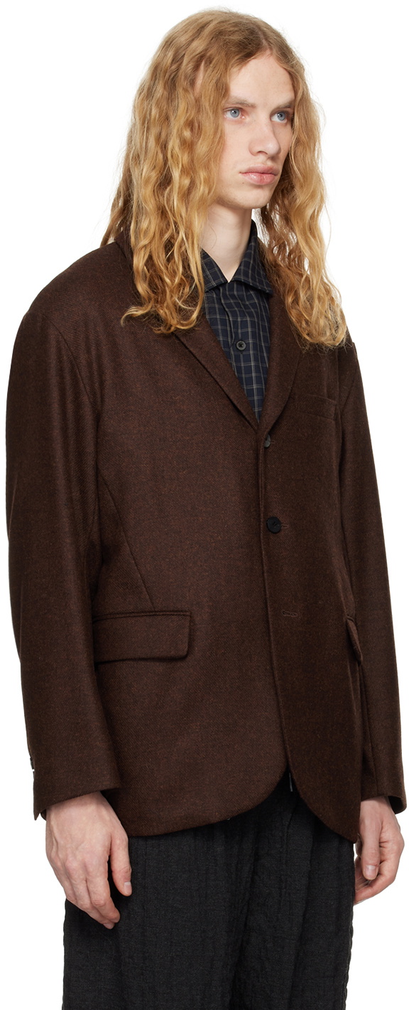DOCUMENT Brown English Wool 3-Button Blazer