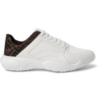 Fendi - Logo-Jacquard Leather and Mesh Sneakers - White