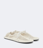 Christen Mandala crochet leather-trimmed flats