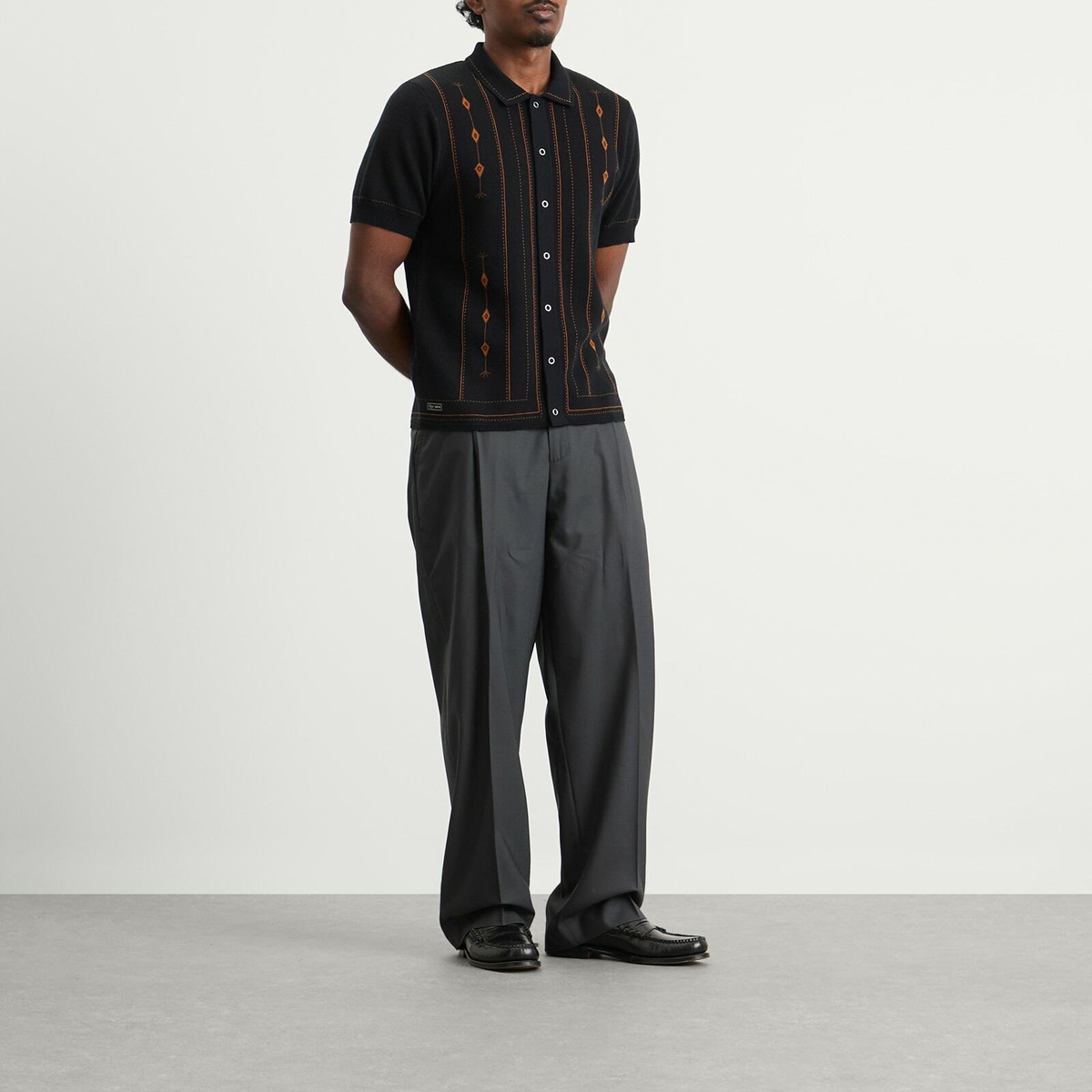 Percival Men's Folio Knitted Shirt in Dark Navy