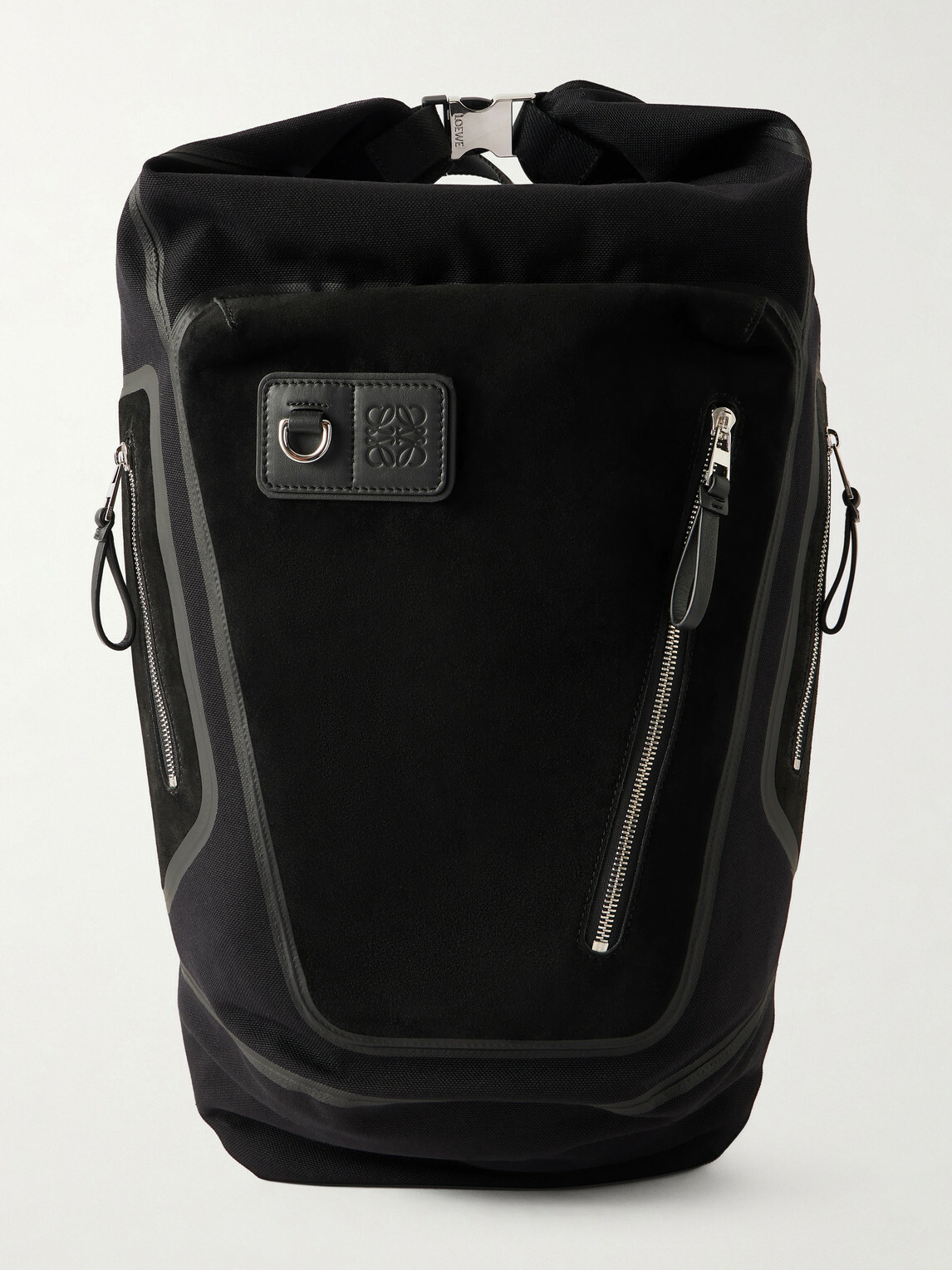 LOEWE - Flex Logo-Embossed Suede and Canvas Backpack