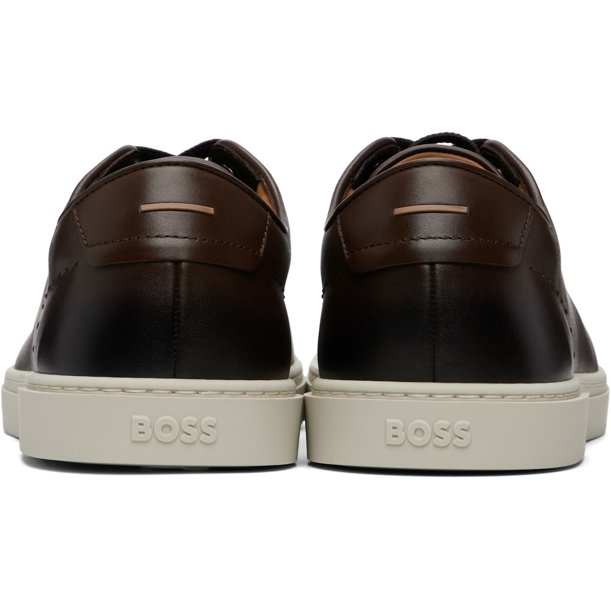 BOSS Brown Gary Brushed Leather Sneakers