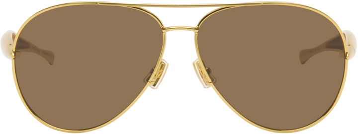 Photo: Bottega Veneta Gold Sardine Aviator Sunglasses