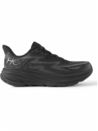 Hoka One One - Clifton 9 Rubber-Trimmed Mesh Running Sneakers - Black