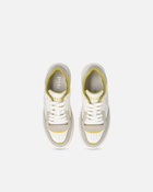 Pinko Flat Leather Sneakers With Embroidered Logo White/Lime