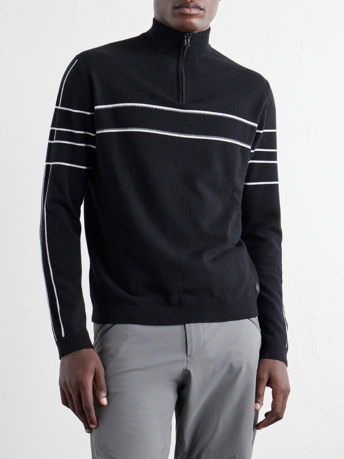 BOGNER - Kuno Striped Jacquard-Knit Wool Half-Zip Ski Midlayer - Black