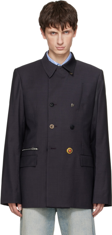 Photo: Martine Rose Black Double-Breasted Zip Blazer