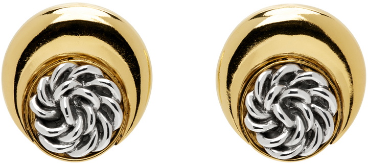 Photo: Marine Serre Gold & Silver Regenerated Buttons Moon Earrings