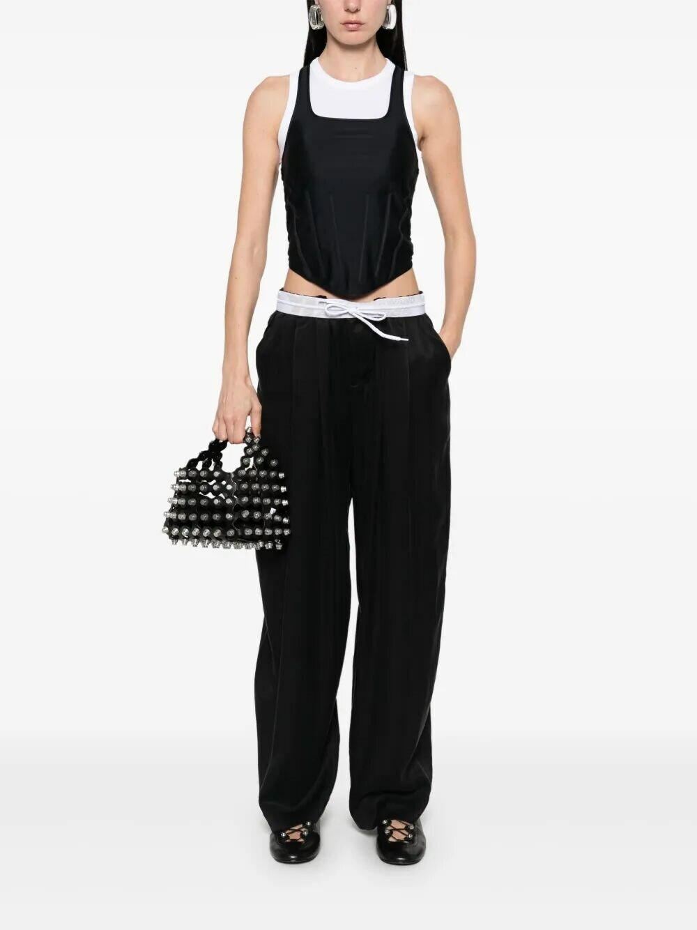 Alexander Wang Trouser W/ Turned Down Elastic Waistband in Black