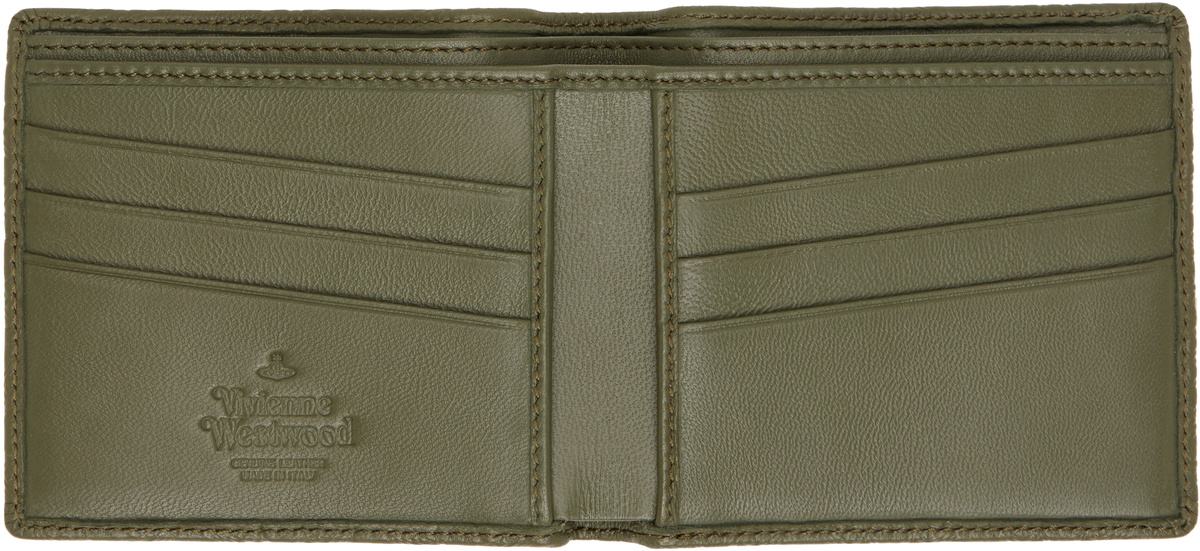Vivienne Westwood Khaki Lambskin Man. Billfold Wallet Vivienne