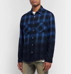 AMIRI - Distressed Printed Cotton-Flannel Shirt - Blue