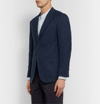 Richard James - Checked Wool, Silk and Linen-Blend Blazer - Blue