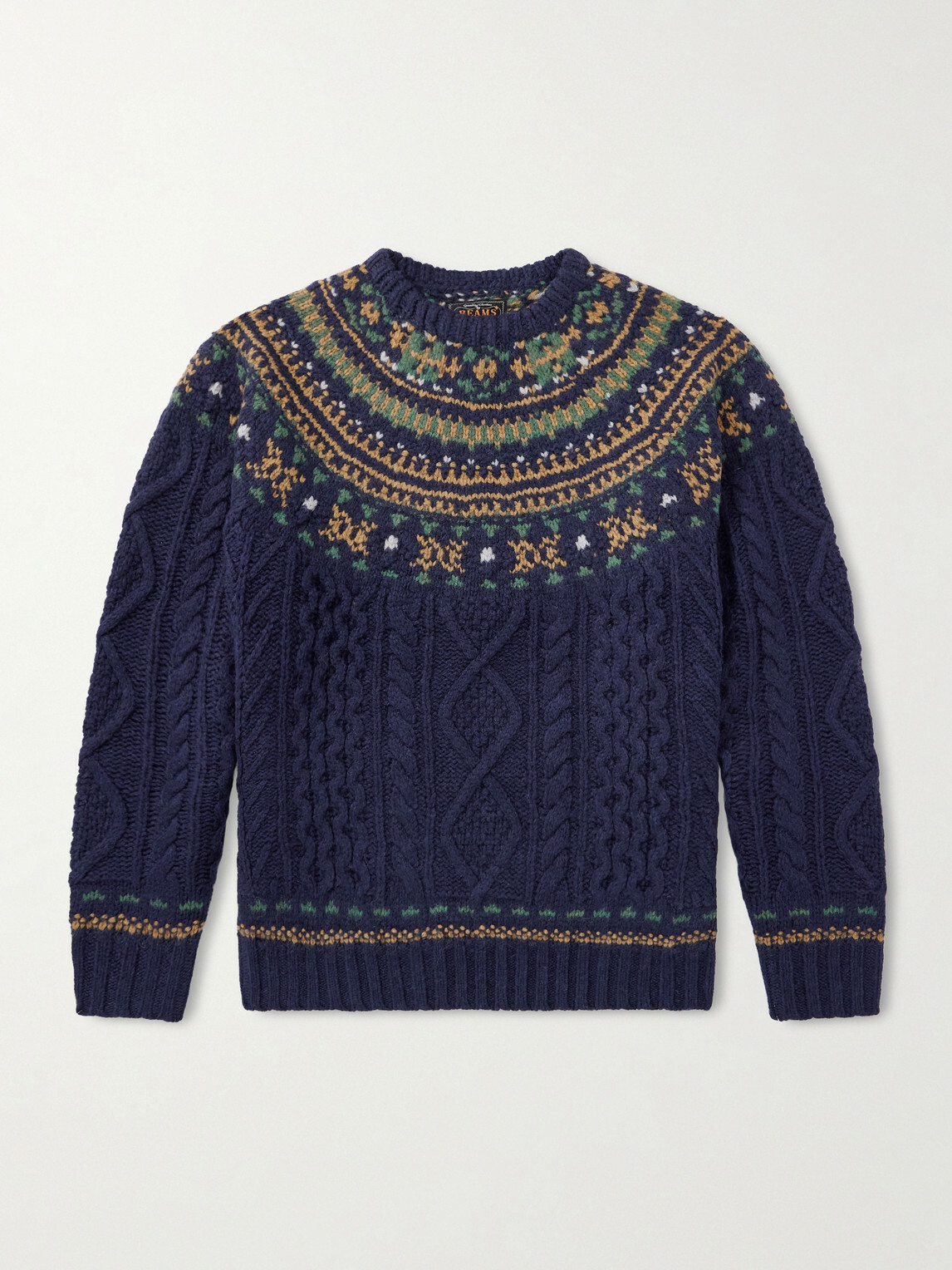 Beams Plus - Cable-Knit Wool Sweater - Blue