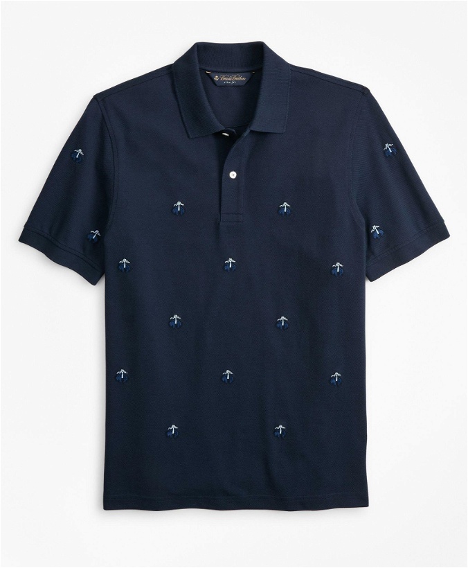 Photo: Brooks Brothers Men's Slim Fit Embroidered Golden Fleece Polo Shirt | Navy