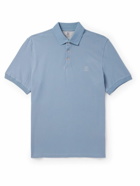 Brunello Cucinelli - Logo-Print Cotton-Piqué Polo Shirt - Blue