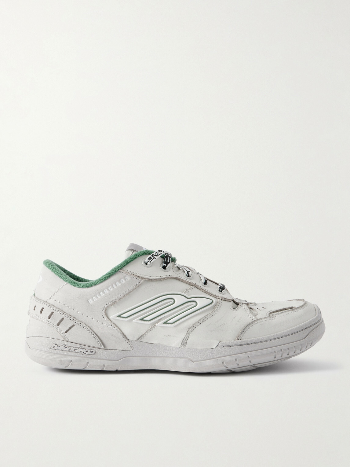Balenciaga - Hamptons Logo-Appliquéd Distressed Leather Sneakers - White
